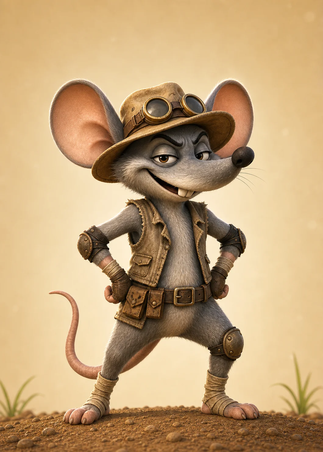Brave Jonas the mouse as a daredevil