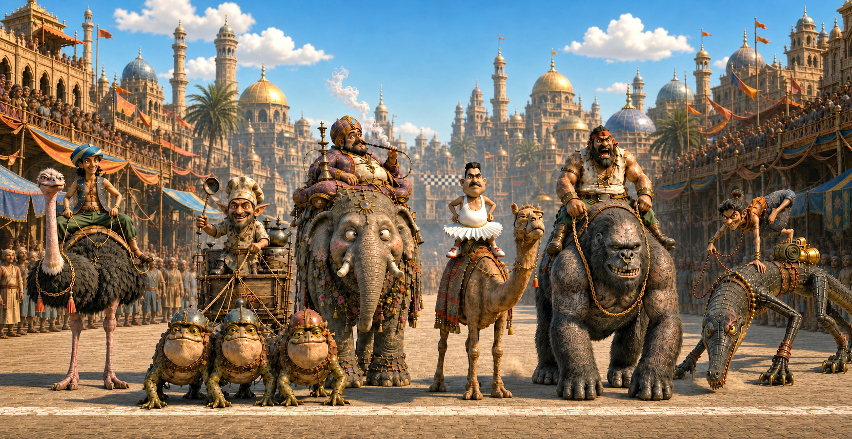 AI-assisted revisit of Goggy at the start of a fantasy race