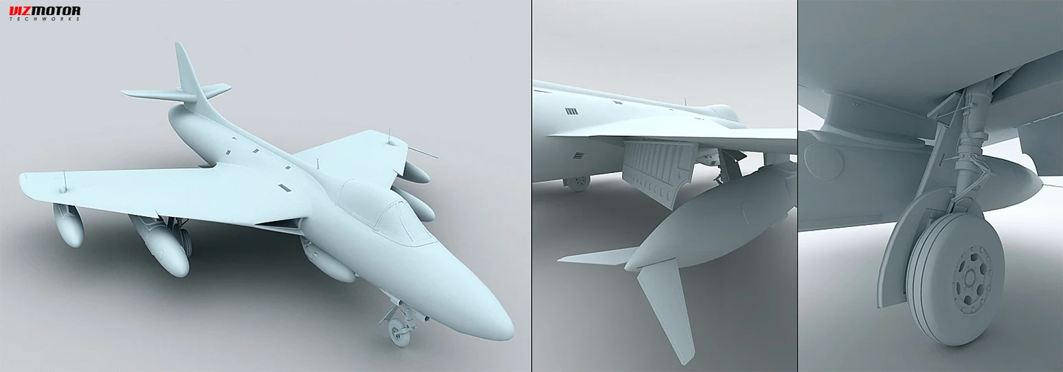 Original 3D render studies of an aircraft model