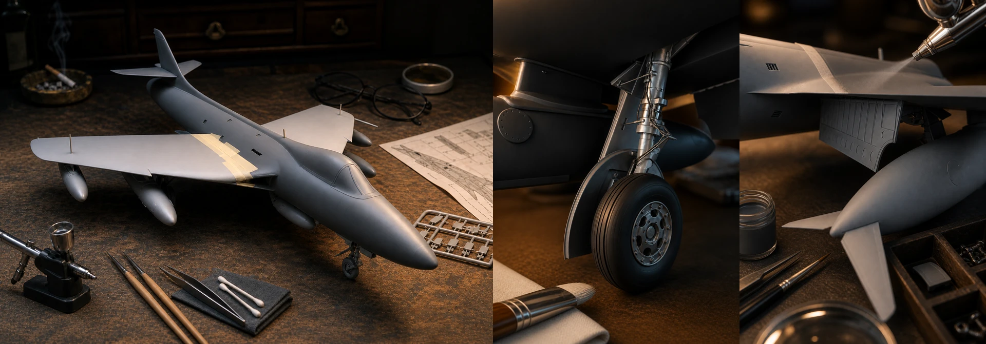 AI-assisted revisit of the aircraft model in a warm model-maker's workshop